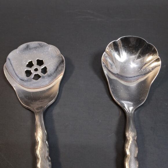 Vtg Oneida Community CELLO Burnished Stainless Sugar Shell Spoon & Jelly Server - Picture 3 of 7